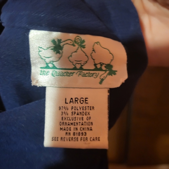 Quacker Factory Western Style Long Sleeve Blue Shirt With Stars Design Sz Large - Picture 4 of 5